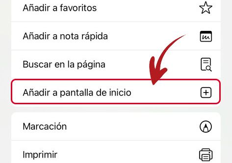 Pulsa 'Añadir a pantalla de inicio'